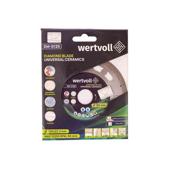Диск алмазный для керамики WERTVOLL UNIVERSAL CERAMICS 125х1 мм 24% высота алмазного слоя 8 мм адапт Харків