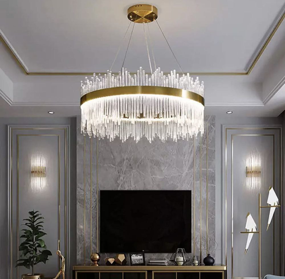 Люстра стельова LED J881/500-gd-k Золото 30-170х50х50 см. Киев - изображение 1