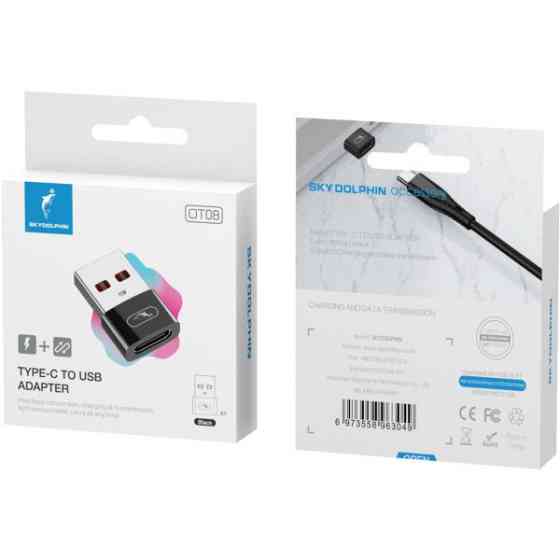 Адаптер SkyDolphin OT08 Mini Type-C tp USB (F/M) Black (SDADPT-00031) Харків
