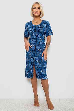 Халат жіночий на блискавці з принтом, синій | Новий | XL-4XL Одеса