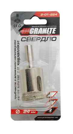 Сверло для стекла и керамики GRANITE трубчатое с алмазным напылением 24 мм 2-01-224 Харків