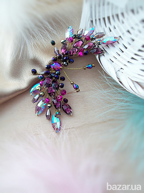 Морфо метелик шпилька заколка аметистовий фіолетовий райдужний для волосся аксесуар подарунок Луцьк - зображення 4