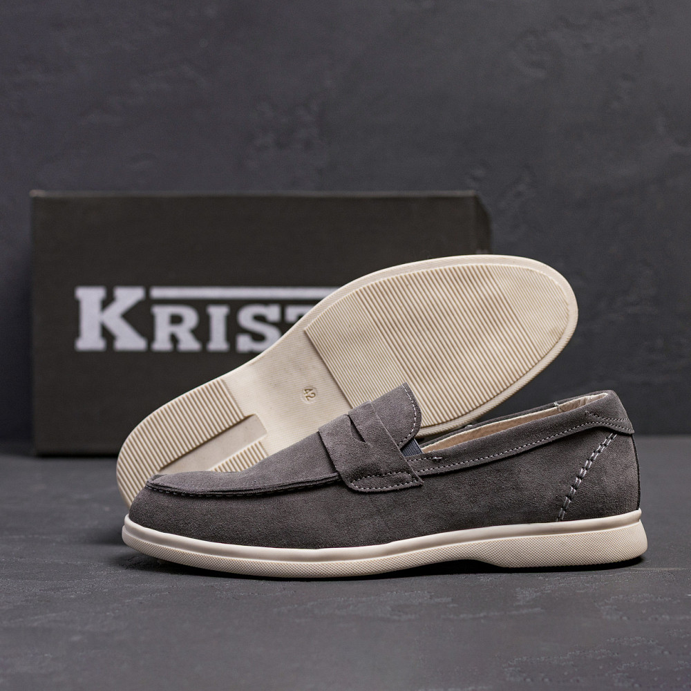 Мужские кожаные лоферы Light gray Київ - зображення 10