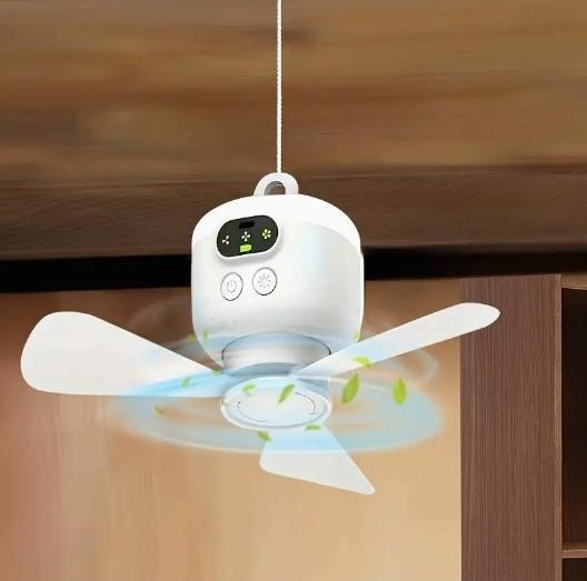 Портативний навісний акумуляторний вентилятор, з підсвічуванням та дистанційним керуванням Київ - зображення 7