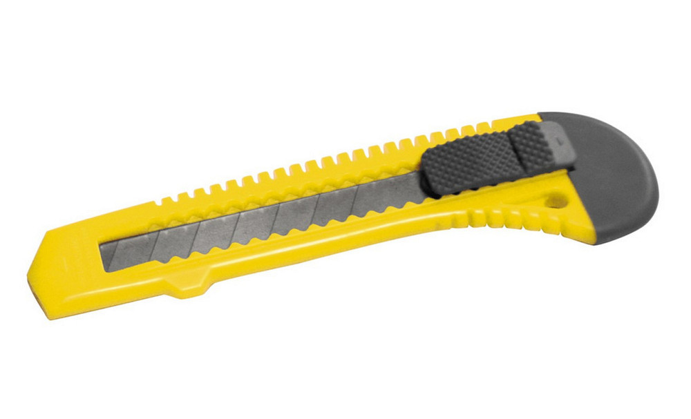 Нож строительный MASTERTOOL с отломным лезвием 18 мм кнопочный фиксатор 17-0518 Харьков - изображение 1