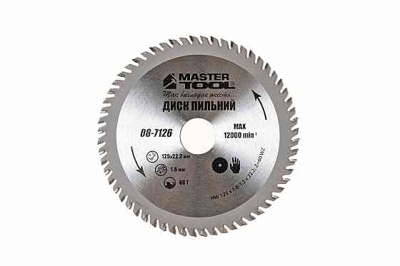 Диск пильный для дерева MASTERTOOL с твердосплавными напайками 125×22.2×60T 08-7126 Харків