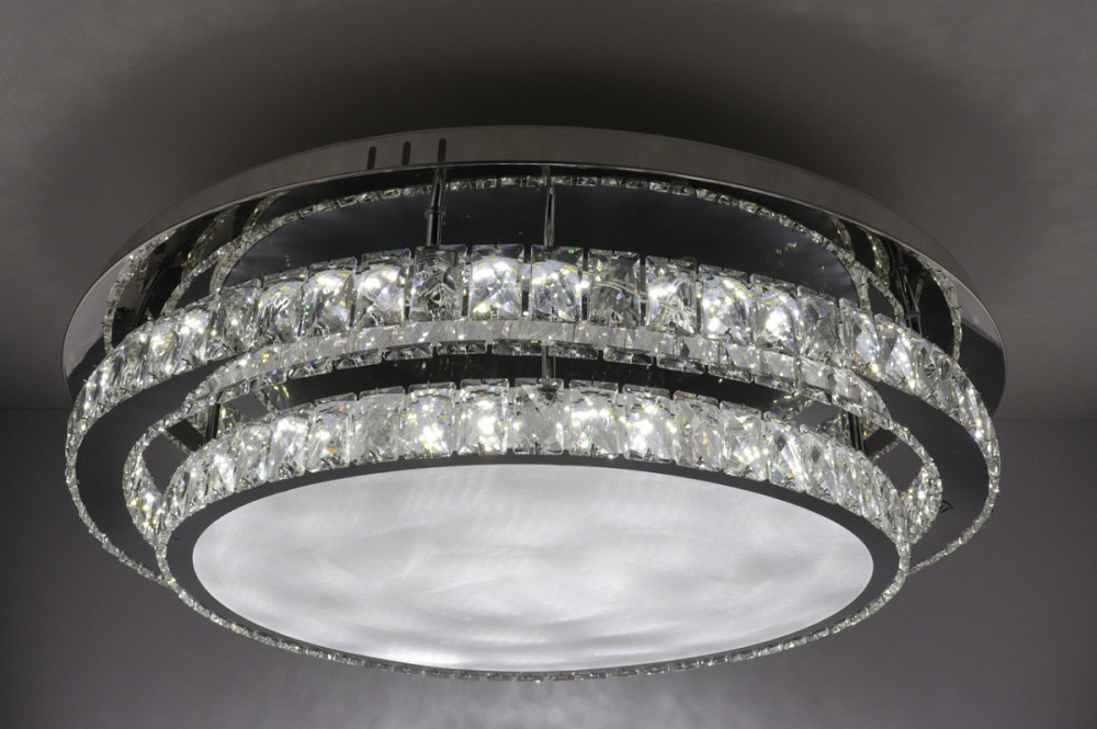 Люстра стельова кришталева LED з пультом C1875/800-ch Хром 18х80х80 см. Київ - зображення 1