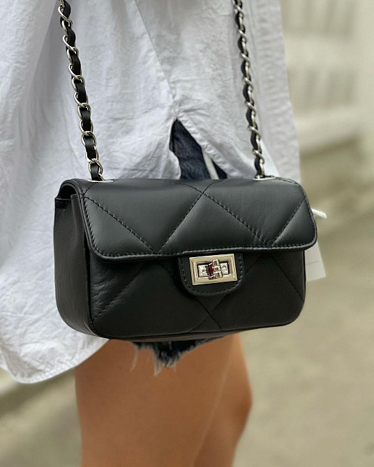 маленькая кожаная Шанелька Италия сумка через плечо женская Киев - изображение 1