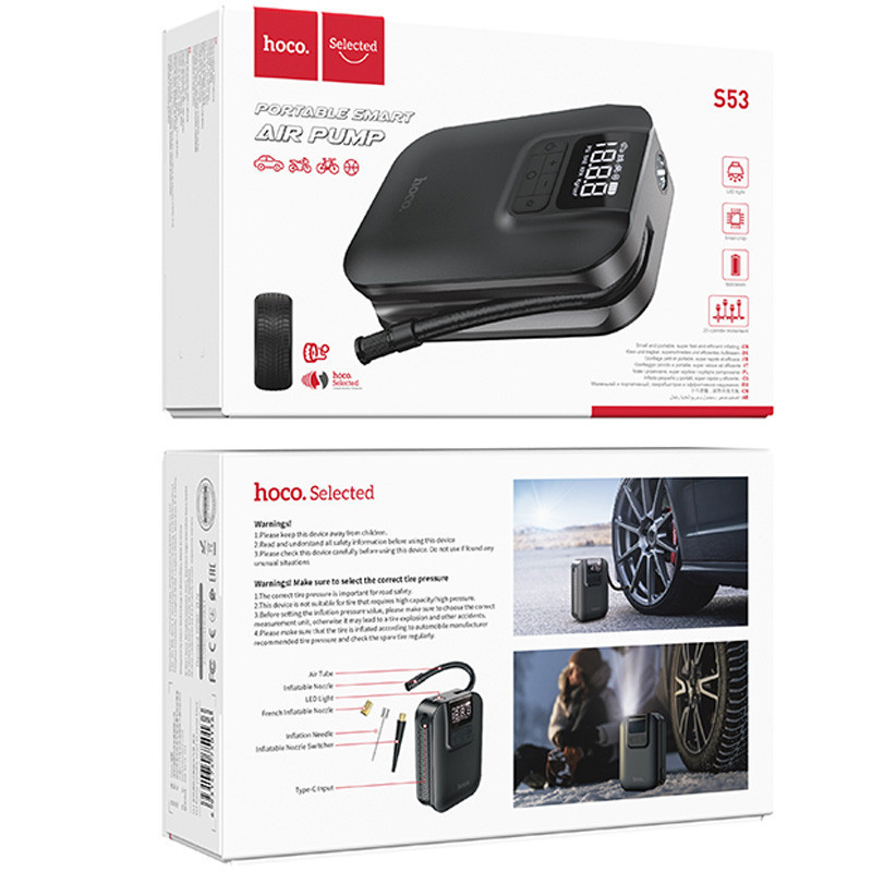 Автомобильный насос Hoco S53 Breeze portable portable smart air pump Херсон - изображение 2