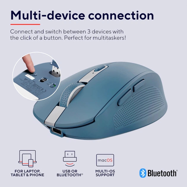 Мышь компьютерная безпроводная Trust Ozaa Compact Multi-Device Wireless Blue 24934_TRUST голубая Київ - зображення 8