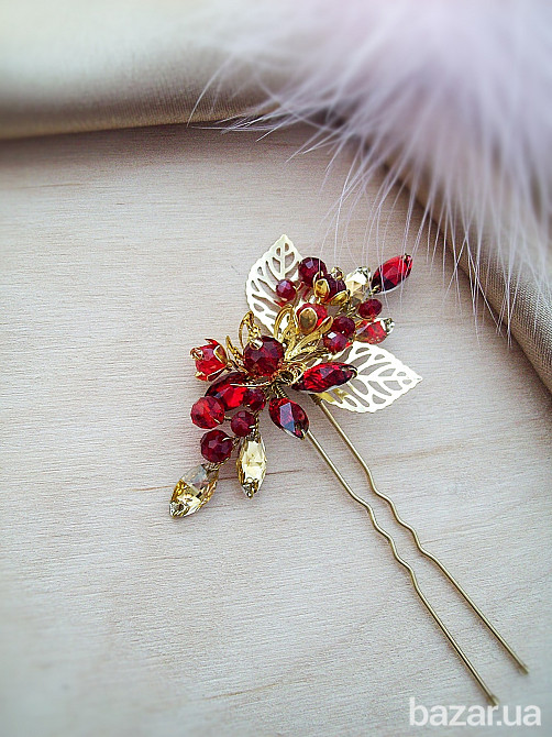 Бажання серця квітка прикраси рубіновий золотистий червоний Луцьк - зображення 3