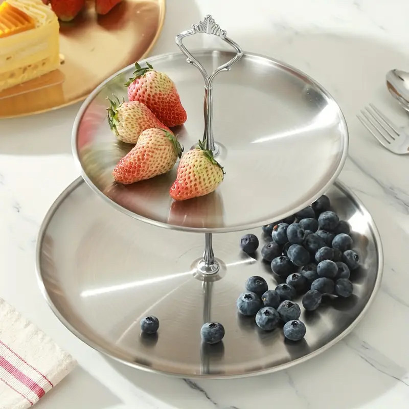 Подставка 2-ярусная Leeseph для праздничной сервировки серебристая Одеса - зображення 1