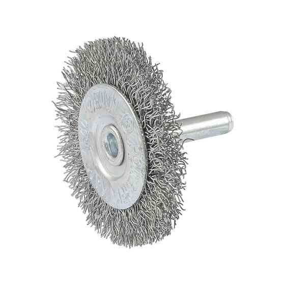Щетка дисковая MASTERTOOL из рифленой проволоки Ø 50 мм со стержнем ¼" 19-9805 Харьков