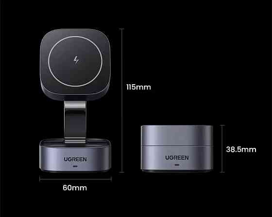 Зарядний пристрій UGREEN 2-in-1 MagSafe Magnetic Wireless Charger для iPhone Днепр
