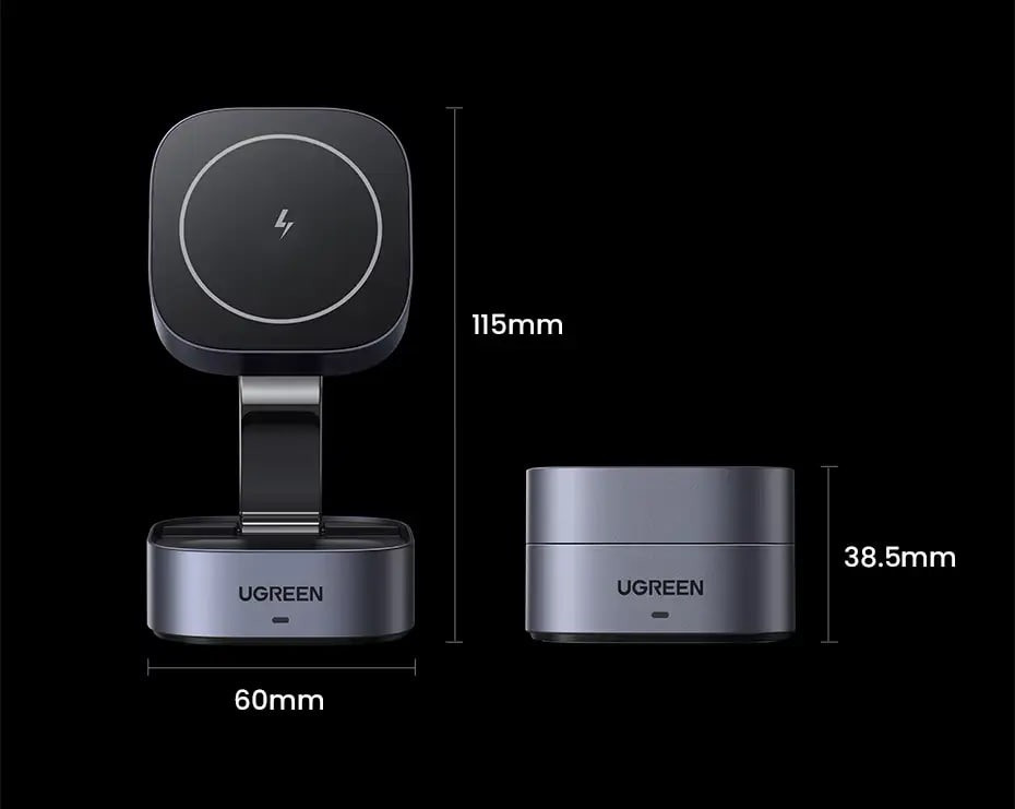 Зарядний пристрій UGREEN 2-in-1 MagSafe Magnetic Wireless Charger для iPhone Днепр - изображение 1