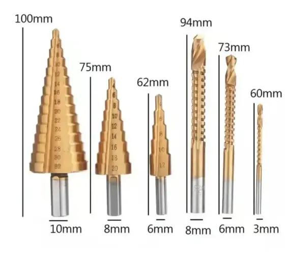 Набір східчастих свердлів з титановим покриттям 6 штук у кейсі Одесса