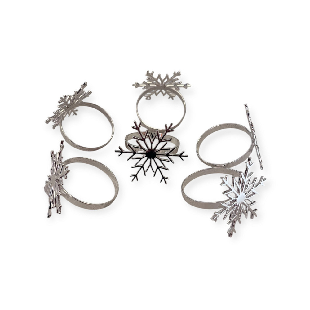 Набор колец для салфеток Leeseph Снежинки 6 шт серебро Одеса - зображення 4