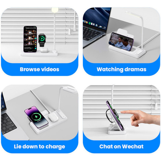 БЗУ Usams US-CD195 15W 4in1 Wireless Charging Holder With Table Lamp Херсон - изображение 8