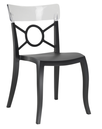Стул Papatya Opera-S сиденье черное, верх прозрачно-чистый Киев