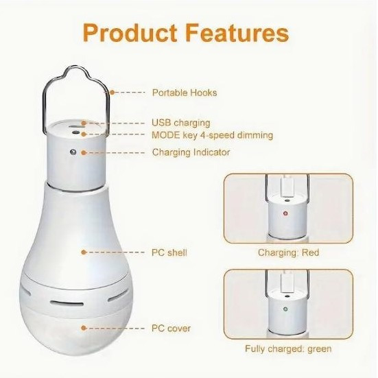 Акумуляторна LED-лампочка 7Вт з пультом дистанційного керування, час роботи до 5годин Київ - зображення 5