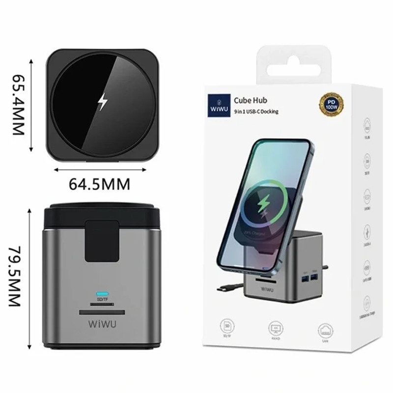 БЗУ + HUB WIWU Wi-W025 Cube 9in1 USB-C Херсон - изображение 7