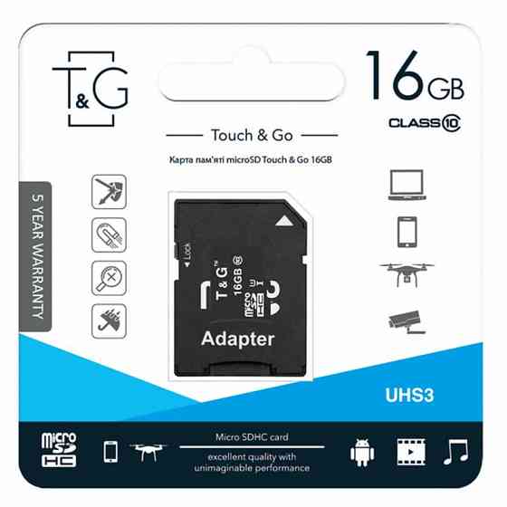 Карта памяти T&G (UHS-3) microSDHC Class 10 - 16GB (с адаптером) Херсон