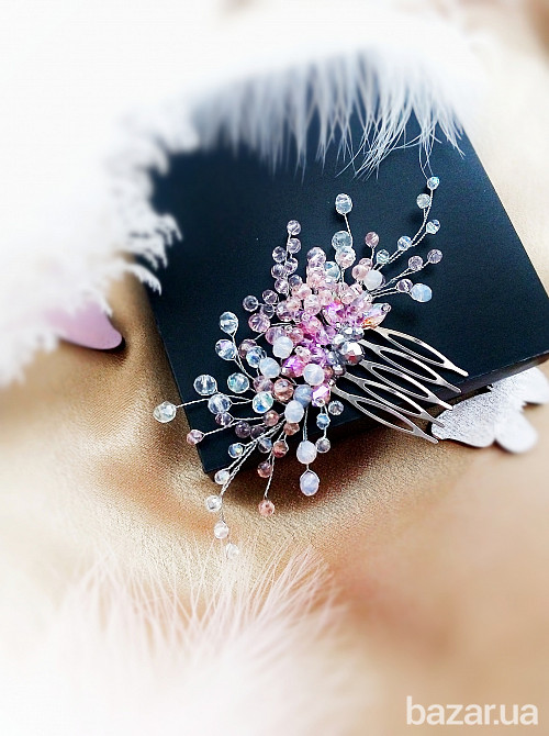 Весняний подих гребінь заколка рожевий беж нюдовий святкова прикраса в зачіску на голову весільна Луцк - изображение 1