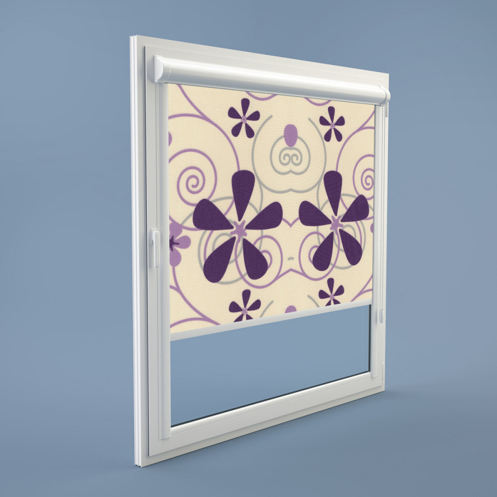 Рулонна штора Rolets Квіти 2-52362-1900 190x170 см закритого типу Пудрово-бузкова Київ - зображення 1