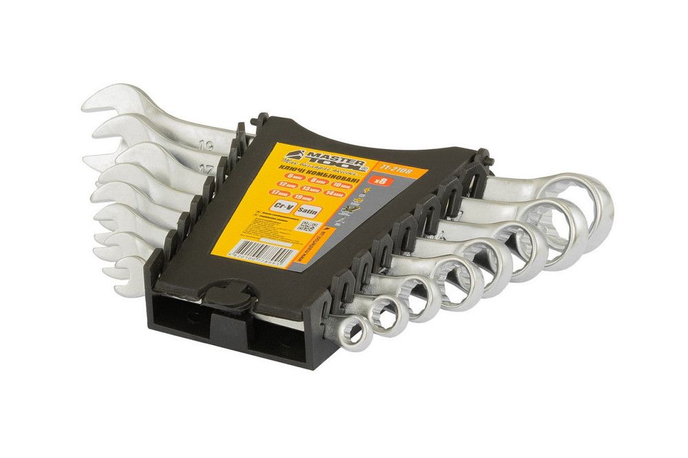 Ключи рожково-накидные MASTERTOOL SATIN FINISH набор 8 шт (6/8/10/12/13/14/17/19 мм) 31CRV3 DIN3113  Харків - зображення 1