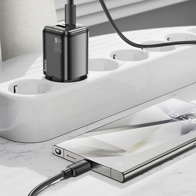 СЗУ Hoco N53 Monsoon PD30W+QC3.0 (1USB-A/1C) + кабель Type-C to Type-C Херсон - зображення 4