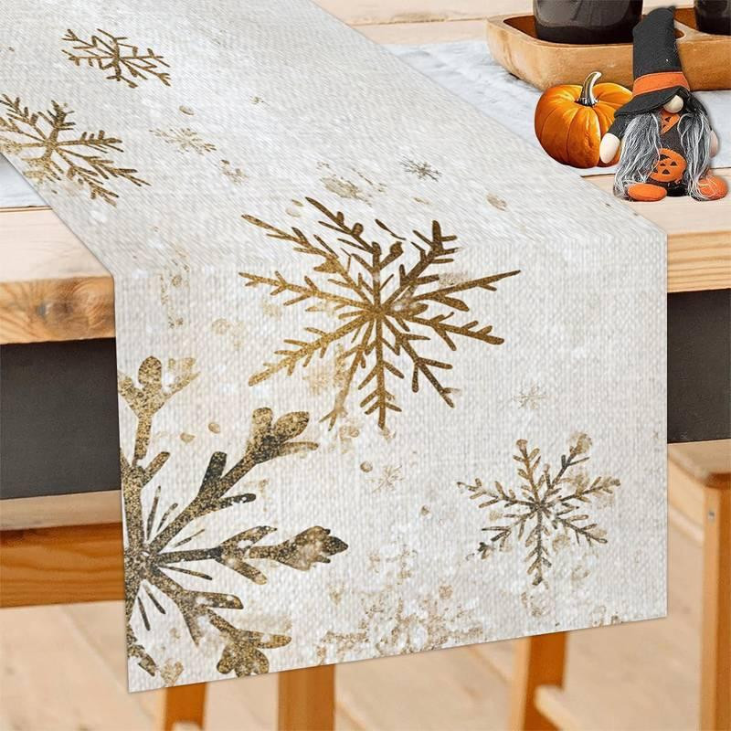 Дорожка новогодняя Снежинки Leeseph 180см беж Mv065 Одесса - изображение 1