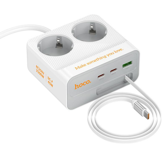 Удлинитель Hoco AC28 Descanso (PD45W/1C/3A/2xSocket) (2m) Херсон - зображення 3