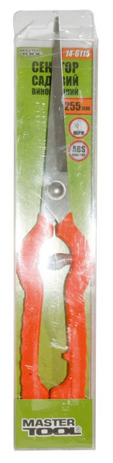 Секатор садовый виноградный MASTERTOOL 240 мм с пластиковыми ручками лезвие SS 14-6115 Харків - зображення 2
