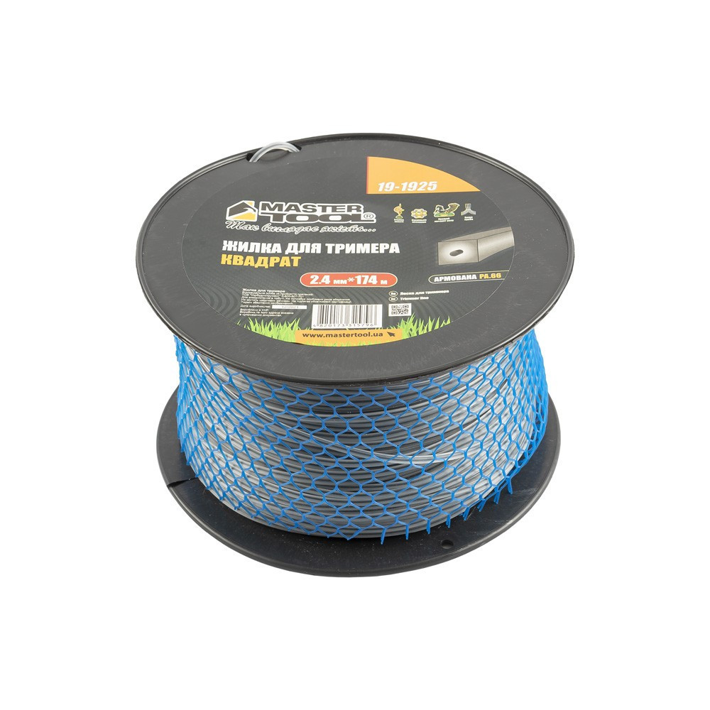 Леска для триммера MASTERTOOL КВАДРАТ АРМИРОВАННЫЙ 2,40 мм 174 м катушка 19-1925 Харків - зображення 1
