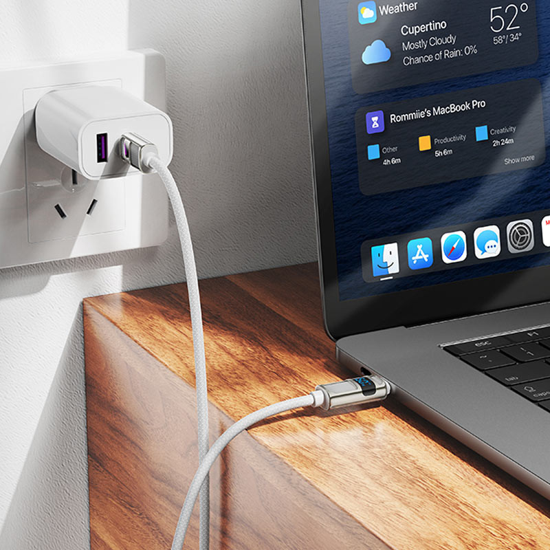 Дата кабель Hoco U137 Line with display Type-C to Type-C 60W (1.2m) Херсон - зображення 5