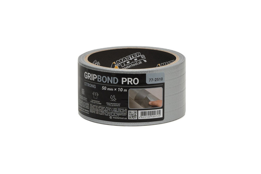 Лента армированная MASTERTOOL GripBond Pro Strong t 70°C 50 мм×10 м серая 77-2510 Харків - зображення 2