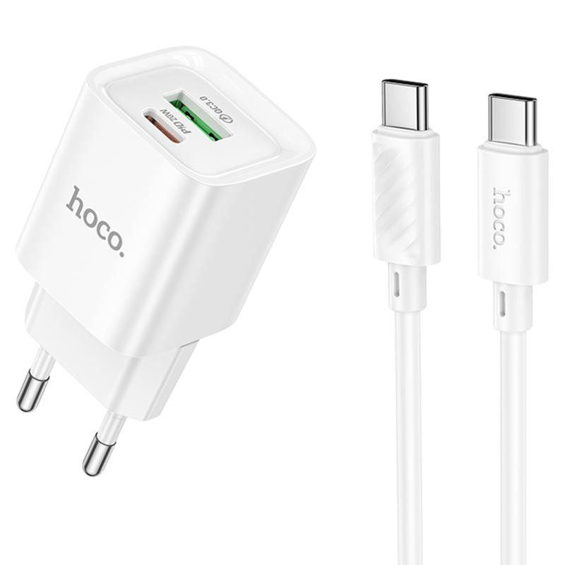 СЗУ Hoco C147A PD20W+QC3.0 (1USB-A/1C) + кабель Type-C to Type-C Херсон - зображення 1