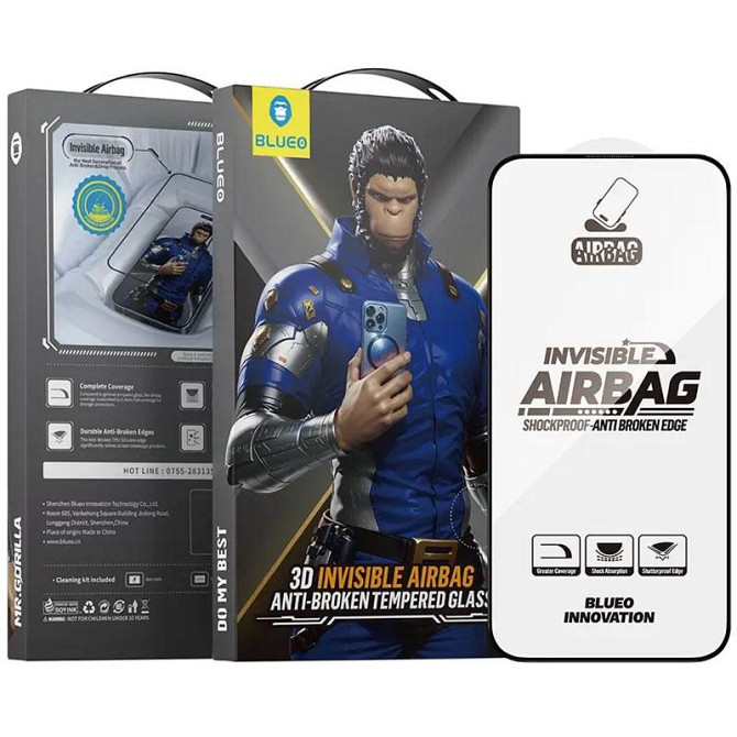 Защитное 3D стекло Blueo Invisible Airbag Anti-broken для Apple iPhone 17 / 17 Pro (6.3") Херсон - зображення 3