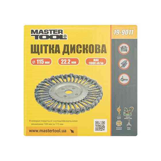 Щетка дисковая MASTERTOOL из плетеной проволоки Ø 115х22.2 мм 19-9011 Харьков