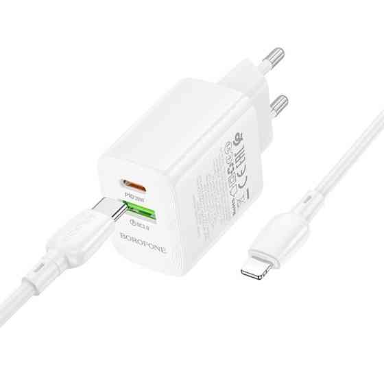 СЗУ Borofone BN29 Fuente PD30W+QC3.0 (1USB-A/1C) + кабель Type-C to Lightning Херсон