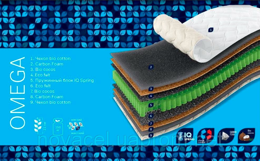 Матрас Sleep&Fly Organic Omega-20%. Жёсткий. Київ - зображення 3