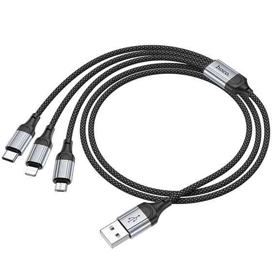 Дата кабель Hoco X102 Fresh 3in1 USB to Lightning /MicroUSB/Type-C 2.4A (1m) Херсон