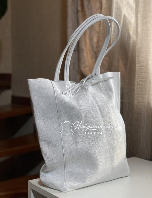 Сумка жіноча велика біла shopper Італія натуральна шкіра TS000092 Киев - изображение 2
