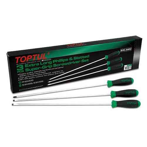 Набор отверток длинных 3ед. TOPTUL (PH1x250, PH2x250, SL5,5x400) GAAE0305 Харьков