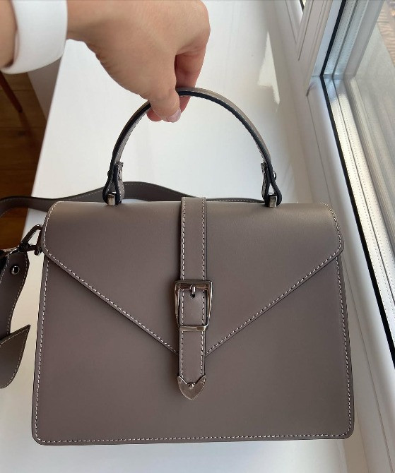 Італійська шкіряна жіноча сумка колір тауп натуральна шкіра TS000190 Київ - зображення 2