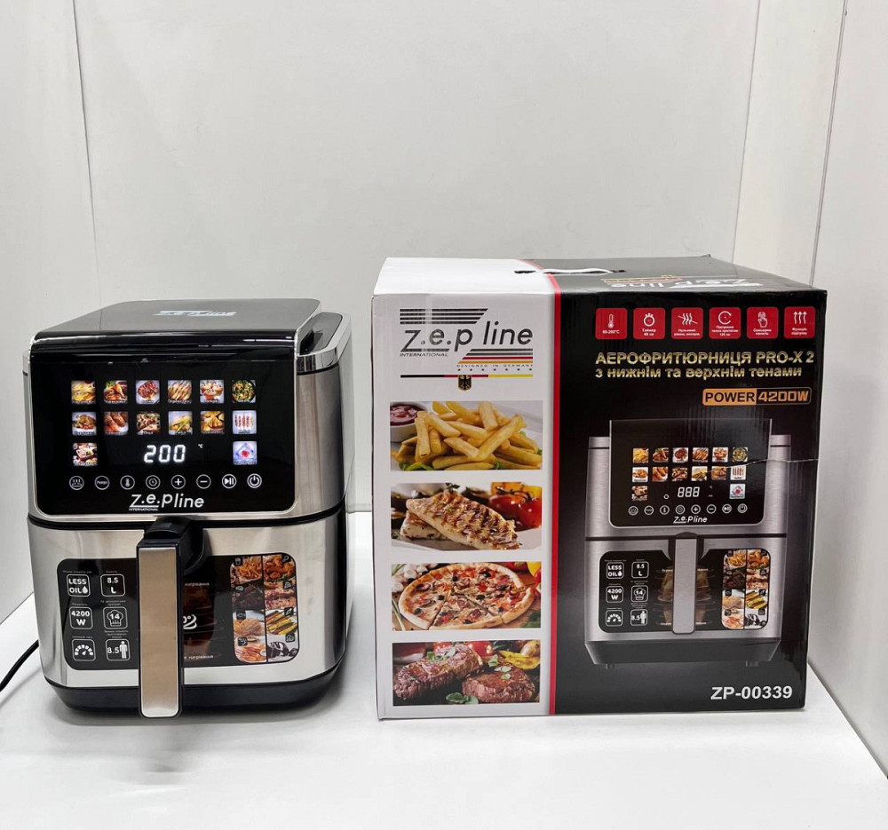 Аэрогриль мультипечь на два тэна с силиконовой формой Zepline ZP-00339 13 л 4200 Вт Київ - зображення 2