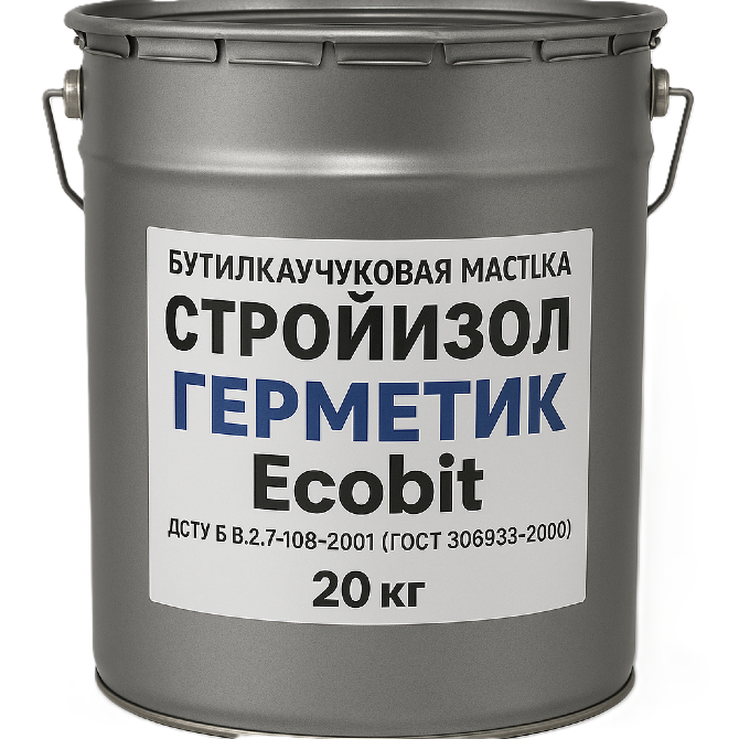 СтройIзол-Герметик Ecobit бутилкаучукова мастика для швів ДСТУ Б.2.7-108-2001 20 кг Днепр - изображение 1