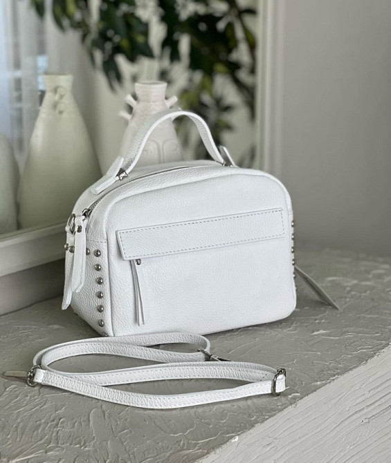 Біла шкіряна жіноча сумка крос боді Італія віра пелле сумочка в натуральній шкірі TS000006 Київ - зображення 3