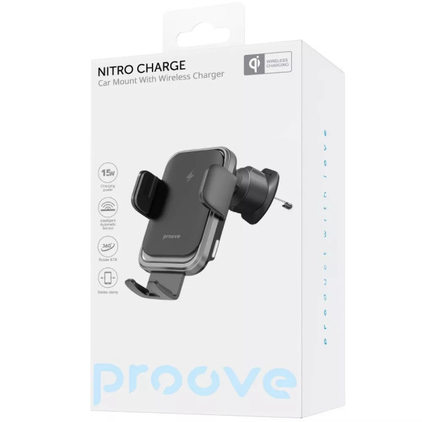 Автомобільний тримач з БЗП Proove Nitro Charge 15W Matte Black (WHNC15002005) Харків - зображення 2