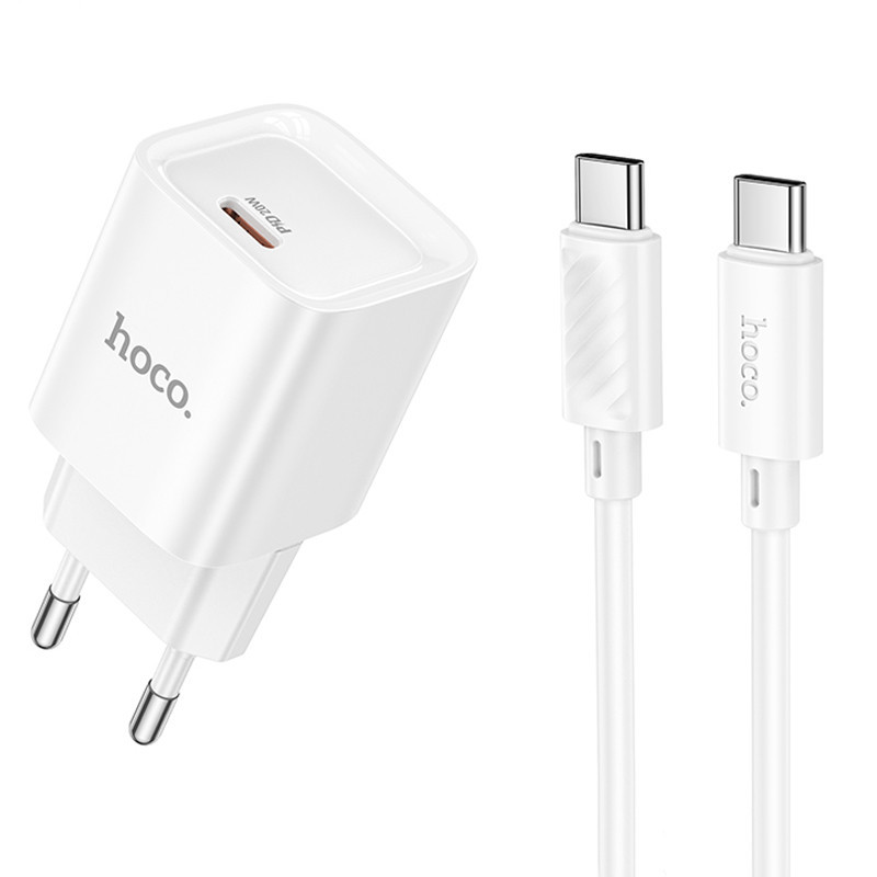 СЗУ Hoco C146A Charm PD20W (1USB-C) + кабель Type-C to Type-C Херсон - зображення 1